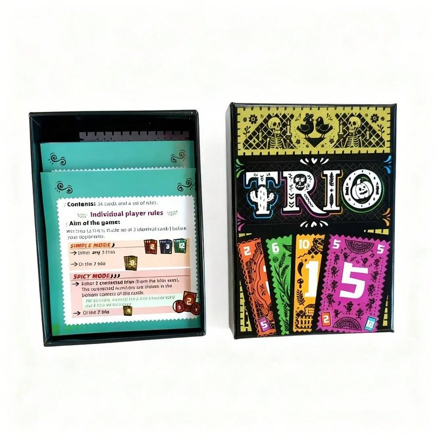 Trio – A Fun And Creative Card Game To Discover Pairs And Form Trios With 36 Cards And 2 Game Modes: Simple And Spicy. Have Fun Guessing With Family Or Friends!,(English Edition,Includes Chinese-Englishtranslation) - Multicolor - View 1