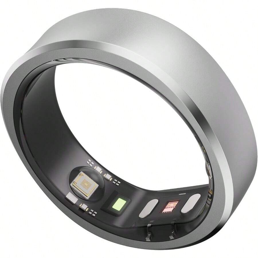 RingConn Gen 1 Smart Ring For Women/Men No App Subscription Size First With Sizing Kit Smart Ring Health Tracker 7-Day Battery Life Fitness And Sleep Tracker For IOS And Android Silver Size 6 - 6 - View 1