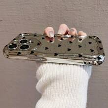 【可愛いハートデザイン】 17promax/16pro/15plus/14/13/12/11用 電鋳加工 衝撃吸収 防摔スマホケース スタイリッシュデコレーション 携帯保護 軽量耐久性 日常使用・外出に最適 ユニークなデザインで個性を際立たせる スマ - シルバー - チェックする 9