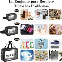 3 Piezas Bolsa de Maquillaje Impermeable, Neceser de Viaje para Mujer y Hombre, Cosmetiquera para Maquillaje Transparente, Bolsa para Bao Portatil y Gran Capacidad, Separacin en y Hmedo - Neceser + black - Ver 5