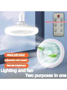 1pc White Light LED Ceiling Fan Light, 36W With Remote Control, Living Room Lighting With Timer Function, Adjustable Fan Speed; Suitable For Small Bedroom Ceiling Light, Home Office, Dorm - Multicolor - View 3