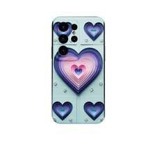 1PC Phone Case,  Heart Layered Gradient Pattern Design , Stylish Phone Case, Phone Decoration, All-around Lens Protection, Creative Small Gift, Funny Gift for Boys and Girls - Negro - Ver 7