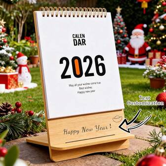 Calendrier personnalisé, calendrier de bureau en bois personnalisé, calendrier de bureau créatif et minimaliste personnalisé 2026, calendrier mensuel de bureau, cadeau de nouvel an, cadeau de la Saint-Valentin