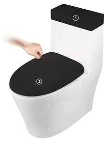 2pcs/Set Polar Fleece Thin Toilet Seat Cover Stretch Toilet Lid And Tank Lid Mat Elastic Wear Resistant Toilet Pad Bathroom Accessories - Black - View 4