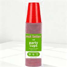 Disposable Plastic Party Cups, Red, 18oz, 50 Count - Red Plastic Cups, Party Plastic, High-Quality, 18 Oz Plastic, BPA-Freee Plastic, Disposable Plastic, Reusable Plastic, Bulk Plastic, Solo Plastic, Perfect For All Sorts Party, Cups, Plastic Cups, Copas De Plástico, Coffee Cups, Dessert Cups, Vasos Para Postres, Champagne Flutes, Champagne Glasses, Plastic Cups With Lids,Backyard Barbecues, Birthday Parties, College Events, Picnic Gatherings, Holiday Celebrations, Wedding Receptions, Office Parties, Summer Cookouts, Music Festivals, Shatter-Resistant, Stackable Design, Leak-Resistant, Reusable Quality, Weighted Base, Frosted Finish, Textured Grip - 18oz/Đỏ - Xem 9