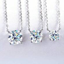 1pc 925 Sterling Silver Moissanite Pendant Necklace 0.5CT/1CT/2CT/3CT/5CT, Suitable For Women's Daily Wear, Comes With GRA Certificate And Gift Box - One Piece - View 1