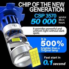 TOAUTO 2个H7 LED透镜汽车大灯灯泡 CSP 3570投影透镜 1:1 6500K Canbus 汽车 70W 20000LM 汽车雾灯汽车灯 - H7 - 查看 3