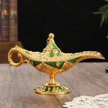 Vintage Magic Lamp Apparel & Accessories Gift, Classic Arabian Prop Planter Decor (Gold), Luxury Gold Pattern Search Banner, Magic Lamp, Palace Banquet Decor Ornament, Magic Lamp, Magic Lamp Craft Ornament - Gold - View 7