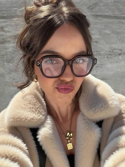 1件装 女士时尚个性化休闲百搭加厚素面装饰眼镜