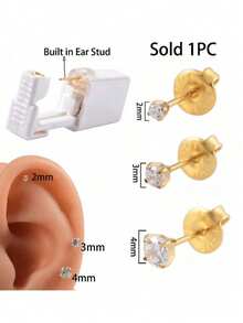 1PC Ear Piercing Kit Self Ear Piercing Gun, Disposable Selectable Ear Pearcings Kit Built In Flower 316 Stainless Steel Earring Studs Ear Piercing Gun Kit Tool - Gold - View 7