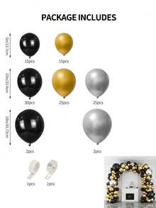 116件套黑色、金色、银色乳胶气球拱门套装，适用于节日、新年庆祝活动、生日派对、毕业季、单身派对装饰（不含金属支架）
