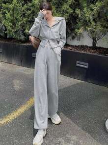 Women Two-Piece Outfits - 灰色 - 查看 4