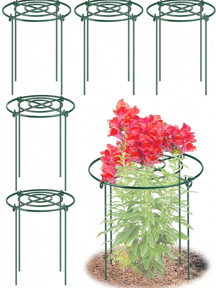 1 pieza Soporte y marco de soporte para peonías, soporte de planta penetrante, soporte de anillo para plantas de flores, verduras y fresas, soporte de planta de jardín, con 3 patas, primavera, marco de soporte de peonías de metal resistente para el crecimiento de las plantas - Multicolor - Ver 1