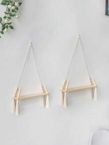 1/2件套编织挂架，浅色木绳壁挂式收纳架，波西米亚风植物吊篮，适用于室内客厅卧室，现代波西米亚风悬挂式收纳架，多功能编织壁挂架，简约优雅悬挂式收纳架，时尚家居装饰展示架，适用于浴室、厨房、卧室或客厅墙面 - 彩色 - 查看 13