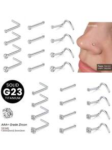 AVYRING 1pc 20G Titanium Nose Ring & Stud Screws For Women Men, Nose Piercing Jewellery Silver - Piercings For Snug, Nose, Septum, Tragus, Lip, Nostril - 1.5mm 2mm 2.5mm 3mm - Multicolor - View 1