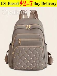 Anti-Theft Rivet Nylon Functional Backpack For Women, Business Casual Commuting Travel Backpacks, Cute Multi-Compartment Versatile Computer Daypack, Portable Campus School Bag For Junior High School And College Students, School Backpack, Elementary School, Middle School, High School, Back To School Bags, Waterproof, Lightweight, Classic Casual, Suitable For Teen Girls Women College Students, Teacher, Perfect For Back To School, First Day Of School, Middle School, High School - Nhiều màu - Xem 1