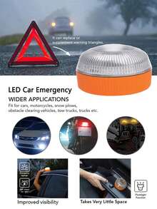 LED车载应急灯磁吸便携式车载频闪警示灯闪光灯感应式道路事故灯信标应急灯汽车警示灯户外露营配件