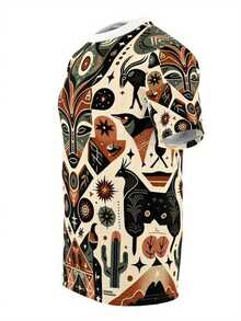 Men's 3D African Southwest Totem Symmetrical Print T-Shirt - Soft Polyester Regular Fit Short Sleeve, Summer Casual Wear, Travel And Vacation Outfit, Daily Fashion, Lightweight Top, Printed Design,  Clothing - 混合色 - 查看 5