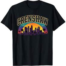 Crenshaw Los Angeles Hood Sunset Skyline Design T-Shirt - Black - View 1