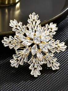 优雅闪亮雪花胸针 - 超闪亮立方氧化锆，完美契合冬季时尚及圣诞礼物 - 胸針 - 查看 8