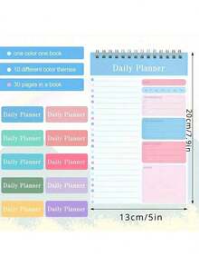 دفتر قائمة المهام اليومية - مخطط محمول للعمل والدراسة والياقة البدنية والأهداف الأكاديمية - دفتر مهام تنظيمي محفز - لوازم العودة إلى المدرسة - متعدد الألوان - مشاهدة 2