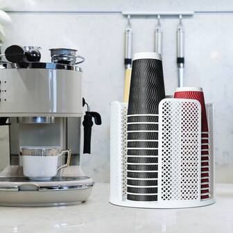 1个旋转纸杯架，塑料材质，一次性纸杯收纳架，饮料店专用，适用于牛奶、茶、咖啡，家居厨房浴室配件，4格设计