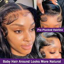 34 Inch 200% Density 13x4 Lace Front Wigs Black Body Wave Wig Glueless Body Wave Wigs Natural Look 13x4 HD Transparent Lace Frontal Wigs For Women Pre Plucked With Baby Hair Natural Hairline - Natural & Black - View 7