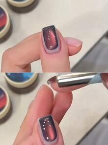 HEFENNA 日落猫眼凝胶指甲油，美白缎面玻璃珠猫眼指甲胶，UV/LED全息，持久耐磨（1片装） - 彩色 - 查看 4