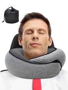 1pc Travel Pillow Neck Cushion, Memory Foam U-Shaped Pillow, Snail Shaped Durable U-Shaped Resilient Memory Foam Travel Pillow, Non-Deformable Airplane Pillow, Neck Pillow, Portable Adjustable Soft Pillow, Nap Sleep Pillow - Multicolor - View 3