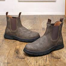 2025 秋冬新品系列包括：男士复古做旧棕色切尔西靴、绒面革弹力踝靴、厚底防滑高帮鞋、百搭商务休闲医生靴、保暖男靴、男鞋和大码皮鞋。 - 棕色 - 查看 2