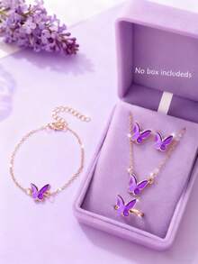 6/5pcs Women's Fashionable And Elegant Butterfly Pattern Dial Quartz Watch, Suitable For Women To Wear, Paired With Butterfly Jewelry Necklace, Bracelet, Ring And Earring Set, Perfect As A Birthday/Holiday Gift For Women, Suitable For Daily Life Such As Returning To School, Parties And Travel. Christmas Gifts, Graduation Season, Valentine's Day, Perfect Gifts For Ladies - Multicolor - View 14