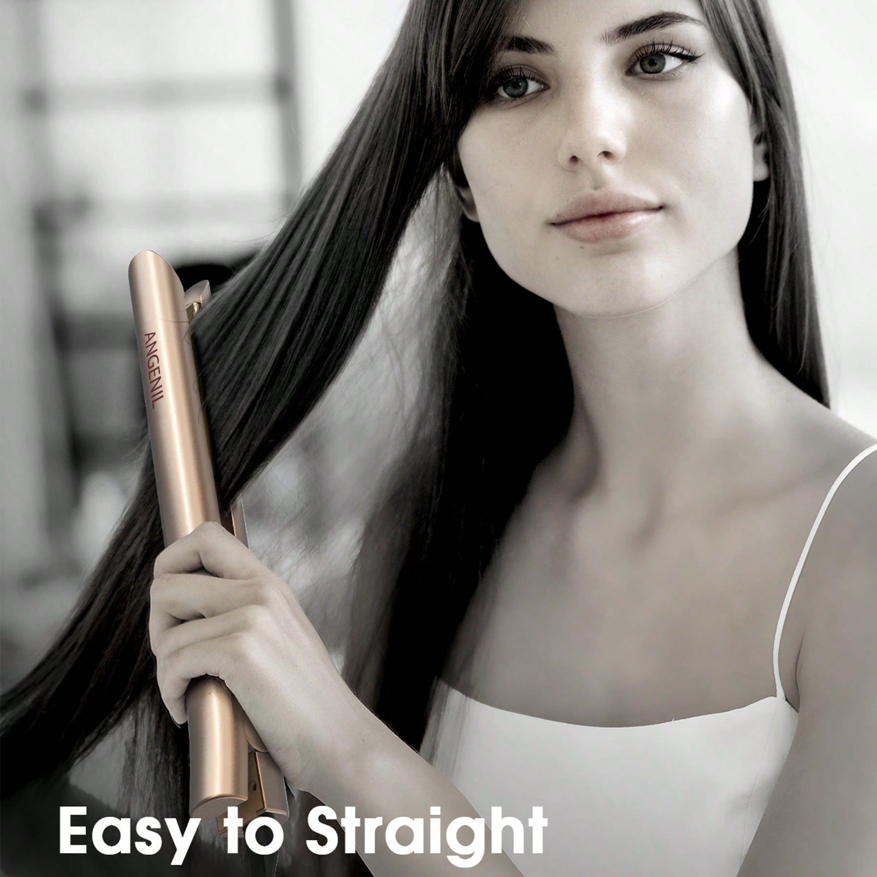 EE. UU.] Plancha de pelo profesional de titanio ANGENIL, alisador y rizador 2 en 1, apto para todo tipo de cabello, calentamiento rápido, plancha de