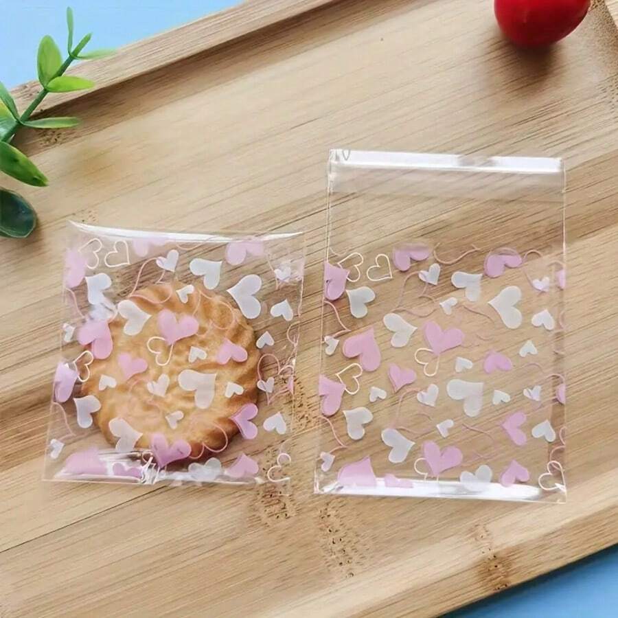 100/200/300pcs Self-Sealing Candy Bags, Transparent Plastic Self-Adhesive Bags Suitable For Valentine's Day, Birthday, Wedding, Christmas, New Year Party, Holiday Banquet, Baking, Wedding Candy Bags, Gift Bags, Decorative Bags - Multicolor - View 1