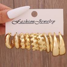 5pcs/20pcs New Minimalist Gold CCB Resin Fashion Earring Set, Suitable For Daily Wear - Gold - View 4