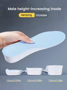 1 Pair Unisex Boost Height Increasing Invisible Insoles, 3 Height Options, Comfortable, Non-Slip, Breathable Full-Length Shoe Inserts - Blue Background With White Base - 2.5cm - View 7