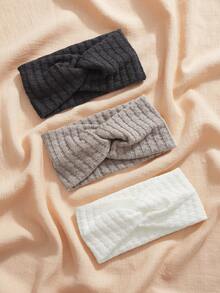 3 pièces Bandeaux doux en tricot gaufré pour bébés filles nouveau-nés, accessoires capillaires bébé dans des couleurs neutres essentielles pour la tenue quotidienne des nouveau-nés - Multicolore - Voir 13