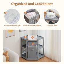 Huisuilinss Corner Diaper Changing Table,Baby Diaper Changing Station With Pad,Baby Changing Table With Storage Drawer And Laundry Hamper,Multi-Functional Changing Table Organizer For Newborn Infant - Gris - Ver 6