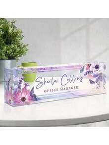 个性化办公桌铭牌 - 定制员工感谢礼品 - 亚克力办公桌铭牌 - 办公桌装饰礼品 - 送给老板、员工、教师、护士、经理的办公礼品（粉色兰花），完美的感谢礼品，个性化返校装饰，学习用品，送给教师，送给男孩女孩，送给青少年，初中生，高中生，大学生，大一新生，大二学生，低年级学生，度假氛围，办公室装饰