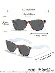 2副儿童（4-10岁）亚克力卡通恐龙印花方形时尚眼镜，适合日常外出和节日礼物 - 彩色 - 查看 8