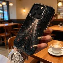 Funda de Teléfono con Impresión de Espacio Galaxia Plateada para iPhone 14 13 12 Pro Max y  S23 S22 S21 Plus, Opción de Regalo Ideal para Todas las Temporadas - Negro - Ver 7