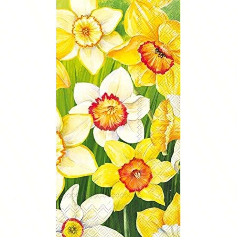 Boston International IHR - Servilletas de papel de 3 capas, tamaño de invitado, corona de flores silvestres de abeja(16-Count Guest Size Campo de narcisos) - Multicolor - Ver 1