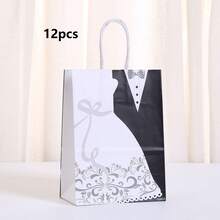 12/24 piezas Bolsas de regalo para novia y novio, bolsas de recuerdo de boda, bolsas de papel elegantes y minimalistas para fiesta de boda, bienvenida de huéspedes de hotel, decoración de tarta, decoraciones de cumpleaños, bolsas de regalos, recuerdos de fiesta - Multicolor - Ver 6