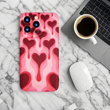 1PC Phone Case,  Pink Hearts Pattern Design Case , Stylish Phone Case, Phone Decoration, All-around Lens Protection, Creative Small Gift, Funny Gift for Boys and Girls - Negro - Ver 6