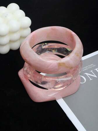 1件扎染树脂箔亮片不对称亚克力手链，时尚