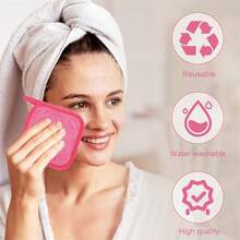 2pcs Reusable Makeup Remover Cloths, Ultra Soft Microfiber Face Towels, Suitable For All Skin Types, 6" X 6" Women's Facial Cleansing Cloth - Multicolor - View 3