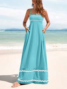 PRETTYGARDEN Women's Summer Flowy Maxi Dress Vestidos Casual Sleeveless Strap Ruffle Wedding Guest Graduation Beach Party Travel Vacation Long White Dresses - 水綠色 - 查看 4