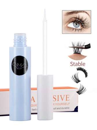 1支透明假睫毛胶水 6ml，超强粘性，持久耐用，专业级，不含乳胶，速干，防水，温和不刺激，适用于条状和簇状假睫毛，适合个人及居家使用，敏感眼部也可放心使用，可用于DIY睫毛产品
