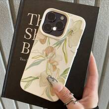 Funda Elegante con Estampado de Orquídea en Marfil, Compatible con Apple  17 16 15 14 13 12 11 Plus Pro Max AIR Series, Estilo INS, Cubierta Protectora, Diseño Simple y Bonito con Patrón Floral, TPU Anticaídas, Regalo de Cumpleaños o Fiestas, Idea de Regalo, Cubierta Duradera y Delgada, para - Blanco - Ver 7