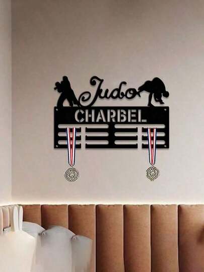 1pc Elegant Judo Action Silhouette Custom Medal Metal Display Stand, Suitable As Valentine's Day Or New Year Gift, For Home/Office Decor, Party Decor, Athletics, Basketball, Best Gift For Sports Enthusiasts