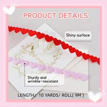 1Rolls Heart Shape Ribbon,Love Ribbon For Valentine's Day, Birthday, Christmas, Wedding Party Decoration, DIY Craft, Gift Wrapping, Wreath Decor, Hanging Ornament(10Yard/Roll)